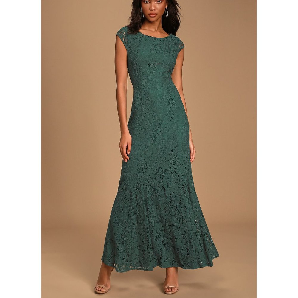 Lulus Emerald Green Lace Backless Maxi Dress - No Longer Sold Online